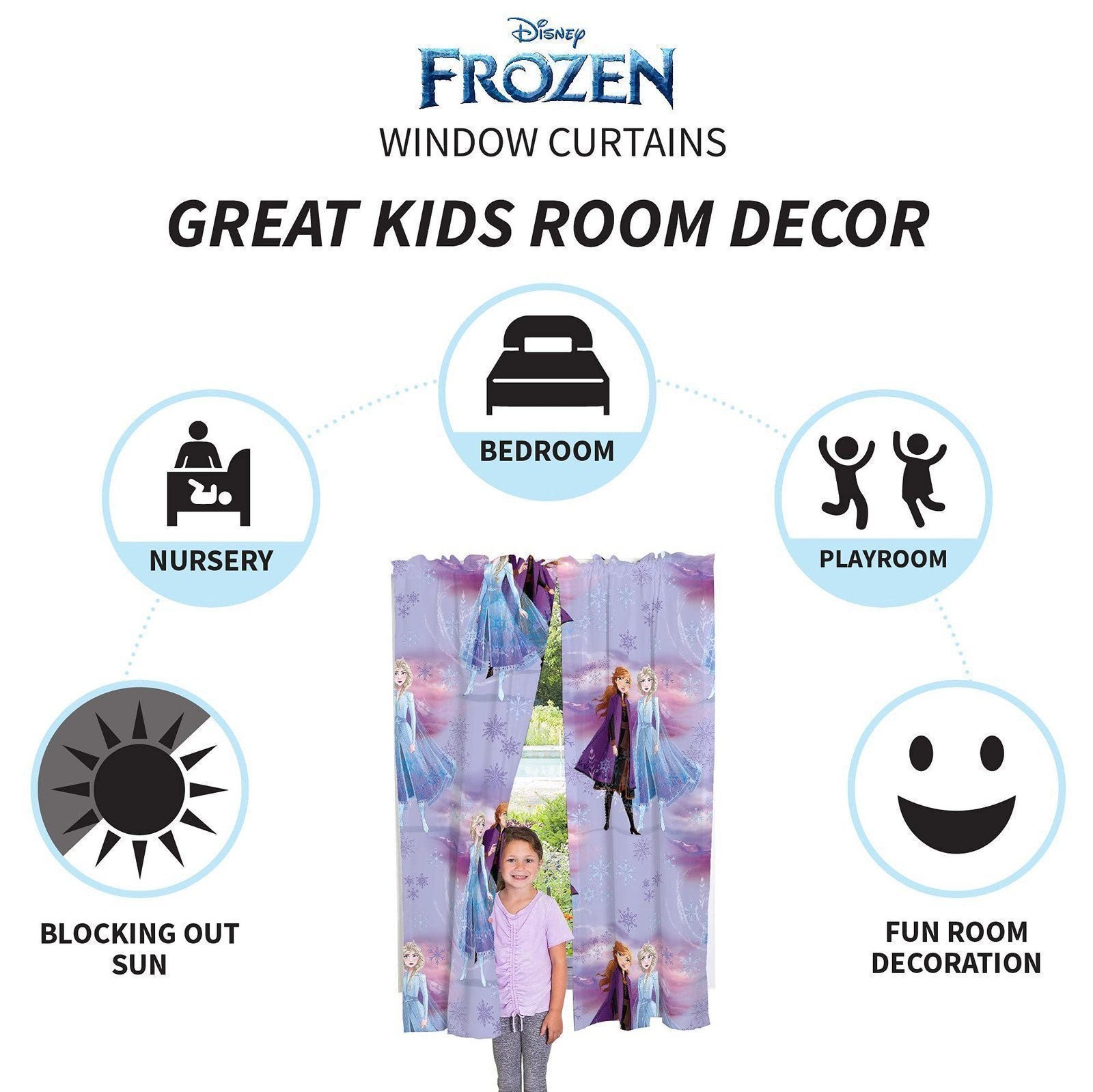 Disney Frozen 2 Room Window Curtains Drapes Set, 82 in x 63 in gallery