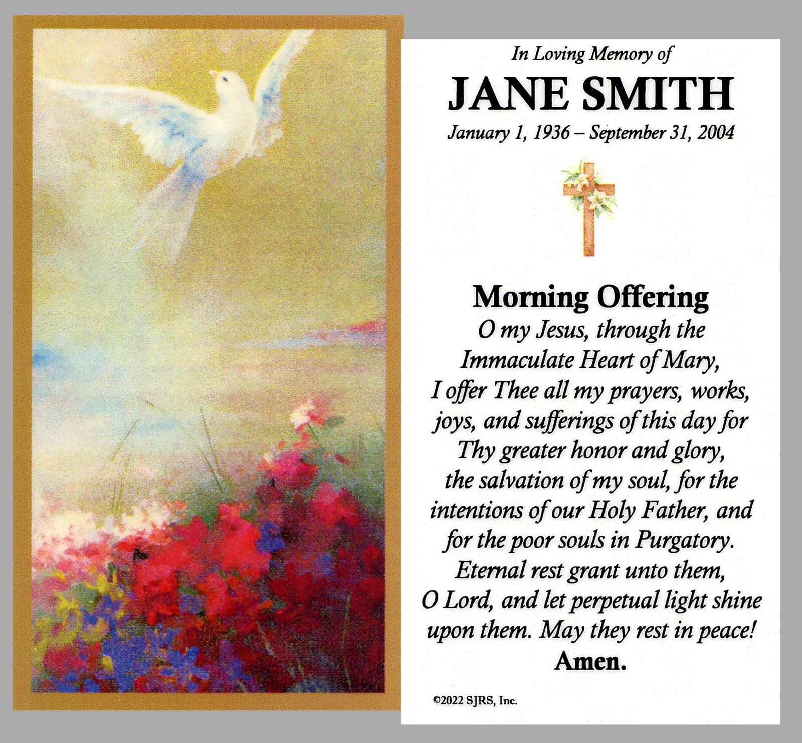 Morning Offering Funeral Memorial Laminated Prayer Cards - Pack of 60 gallery