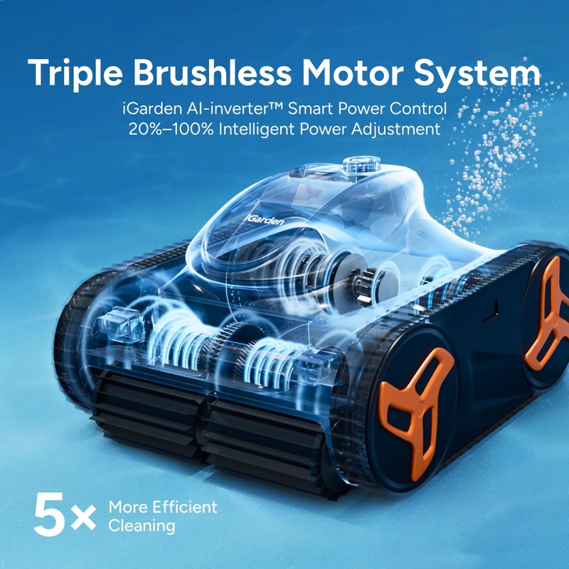 iGARDEN 3.5H Runtime Cordless Robotic Pool Cleaner Wall Climbing Waterline gallery