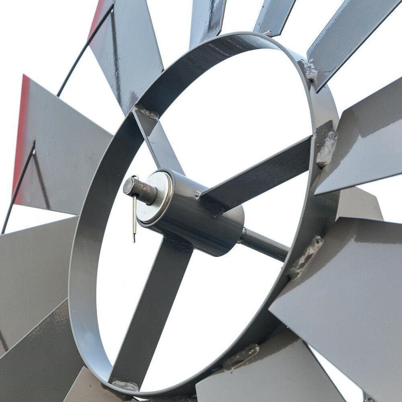 8Ft Tall Windmill Ornamental Wind Wheel Silver Gray And Red Garden Weather Vane gallery