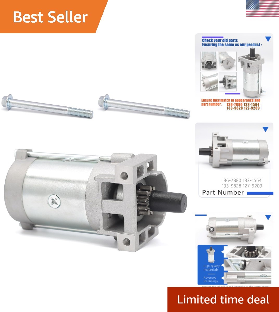 Starter Motor for 2P77F Engines Replaces 133-1564 127-9209 133-9828 Toro Titan gallery