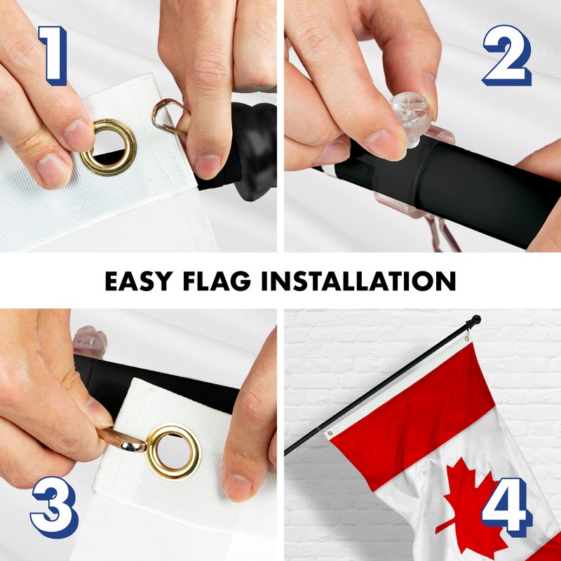 Combo: 6 Ft Flagpole Black & Canada Flag 3x6 Ft Double Sided Embr 210D Poly gallery