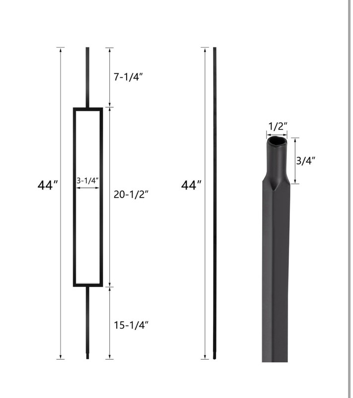 16 Pack Rectangular Hollow Stair Spindles 44 Inches, 1/2" Iron Balusters for ... gallery