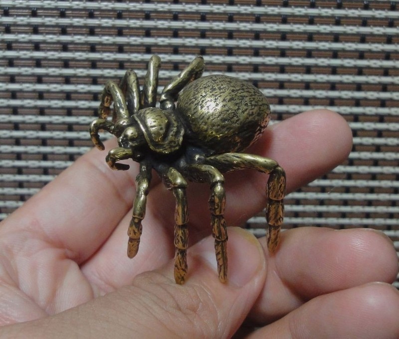 Vintage Solid Brass Spider Figurine Sculpture Paperweight for Home Decor gallery