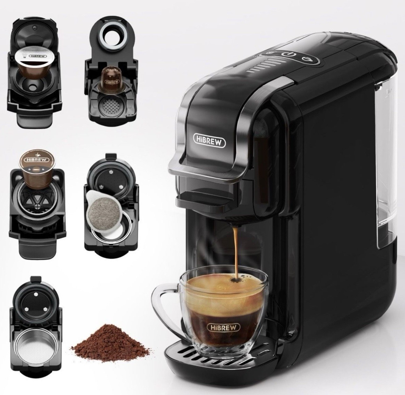 HiBREW H2B 5-in-1 Capsule Espresso Maker, Nespresso/K-Cup, 15 Bar, Black gallery