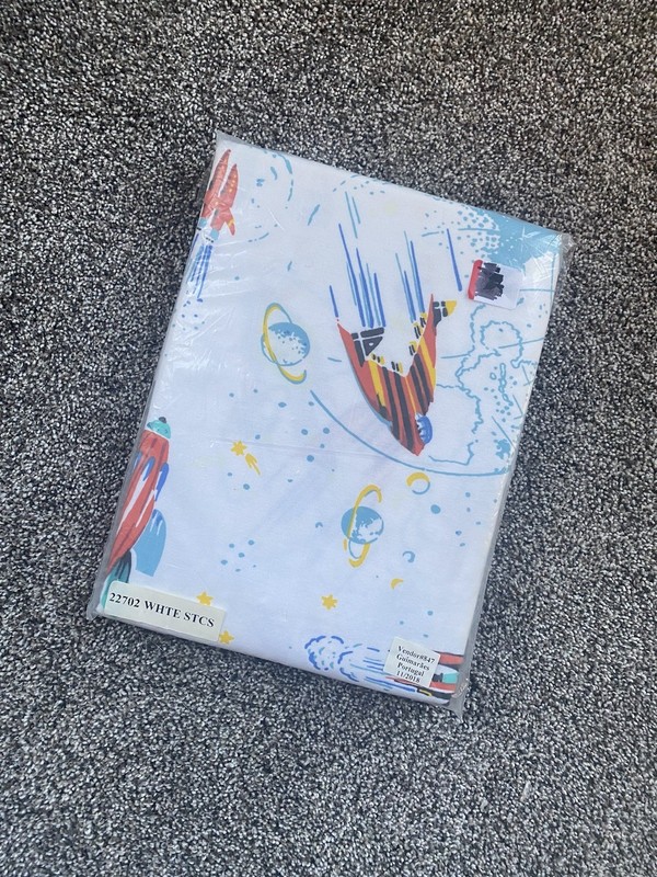 NIP Garnet Hill Space Rocket Flannel Twin Flat Sheet 11/2018 gallery