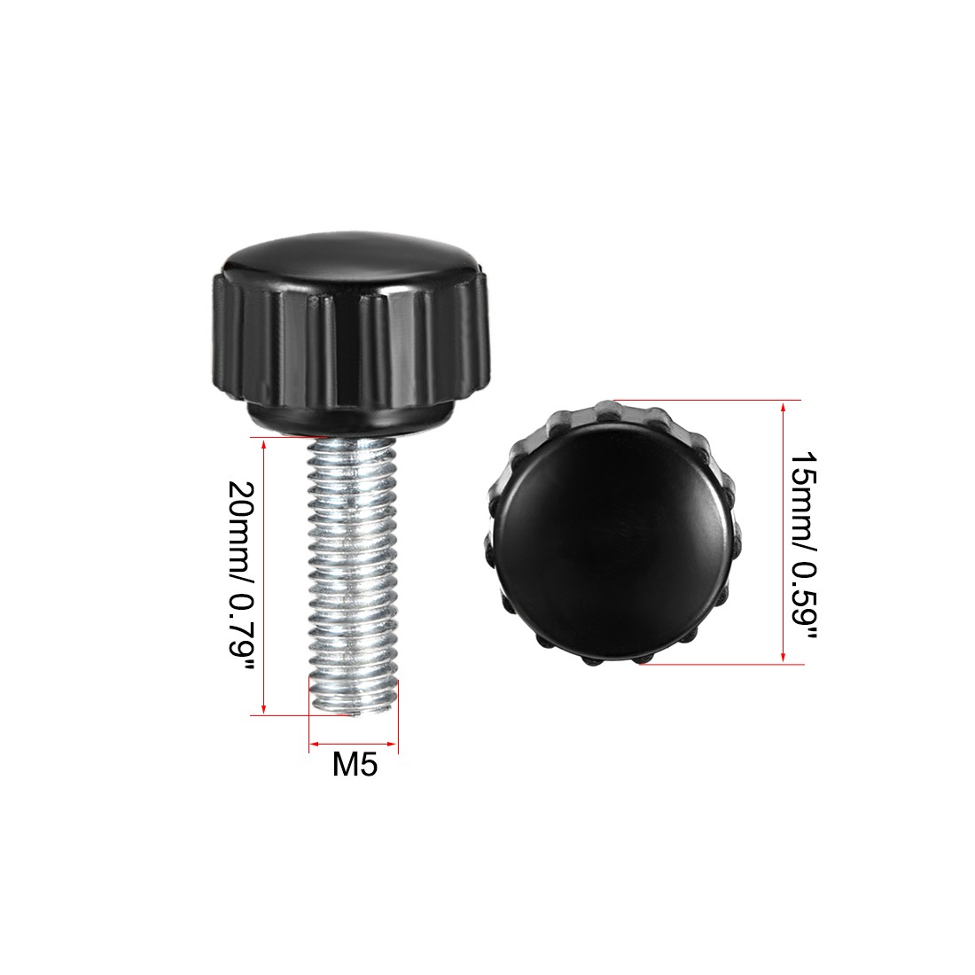 M5 x 20mm Male Thread Knurled Clamping Knobs Grip Thumb Screw on Type 12 X gallery