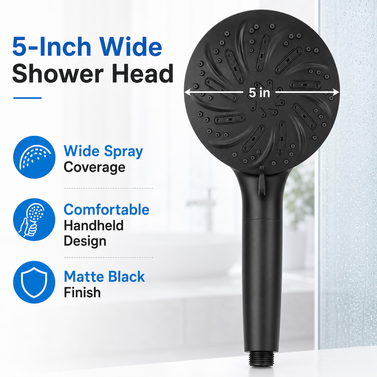 10 Spray Modes High Pressure Handheld Shower Head Set Matte Black w/ 5FT Hose gallery