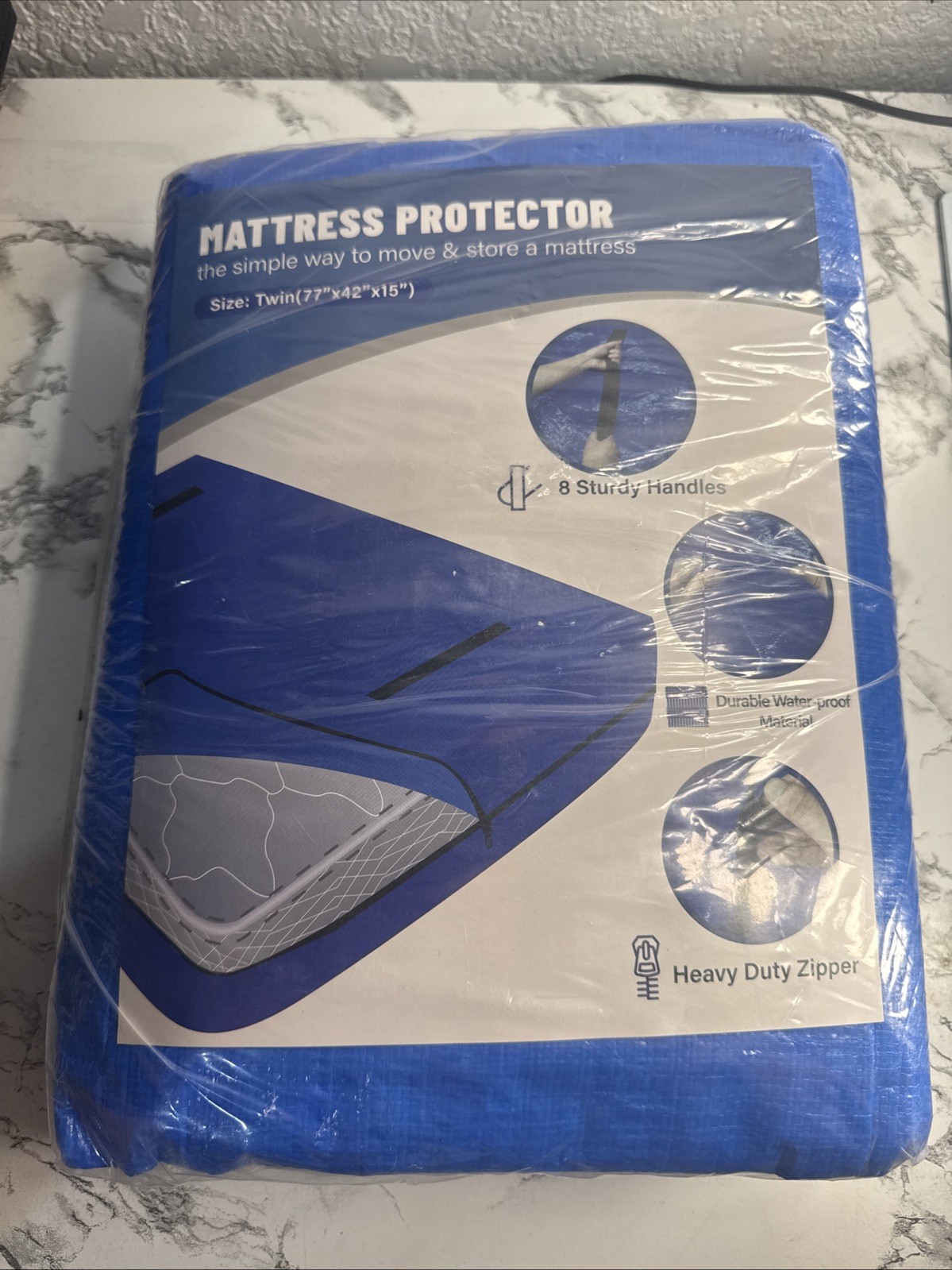 Mattress Protector- Size: Twin (77”x42”x15”) New, One Small Hole In Seal gallery