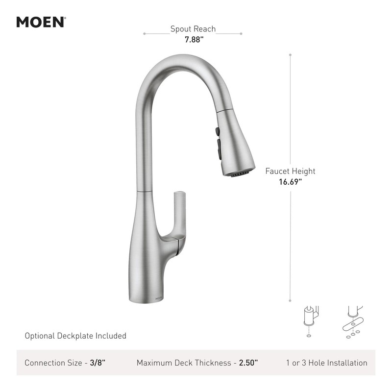 MOEN Leesi 87448SRS Single-Handle Pull-Down Sprayer Kitchen Faucet with Reflex gallery