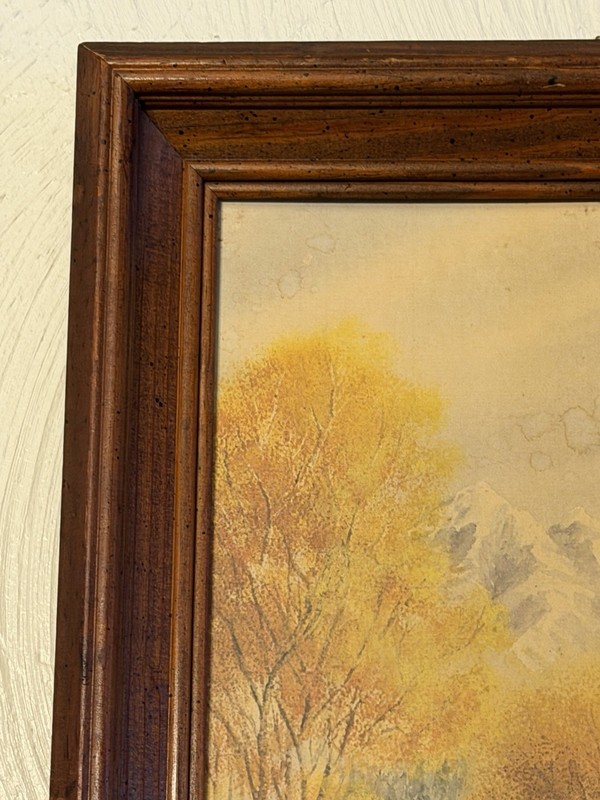 Peggy Bingham- Fall Aspen Trees & Mountain Wall Hanging Framed Wood Vintage gallery