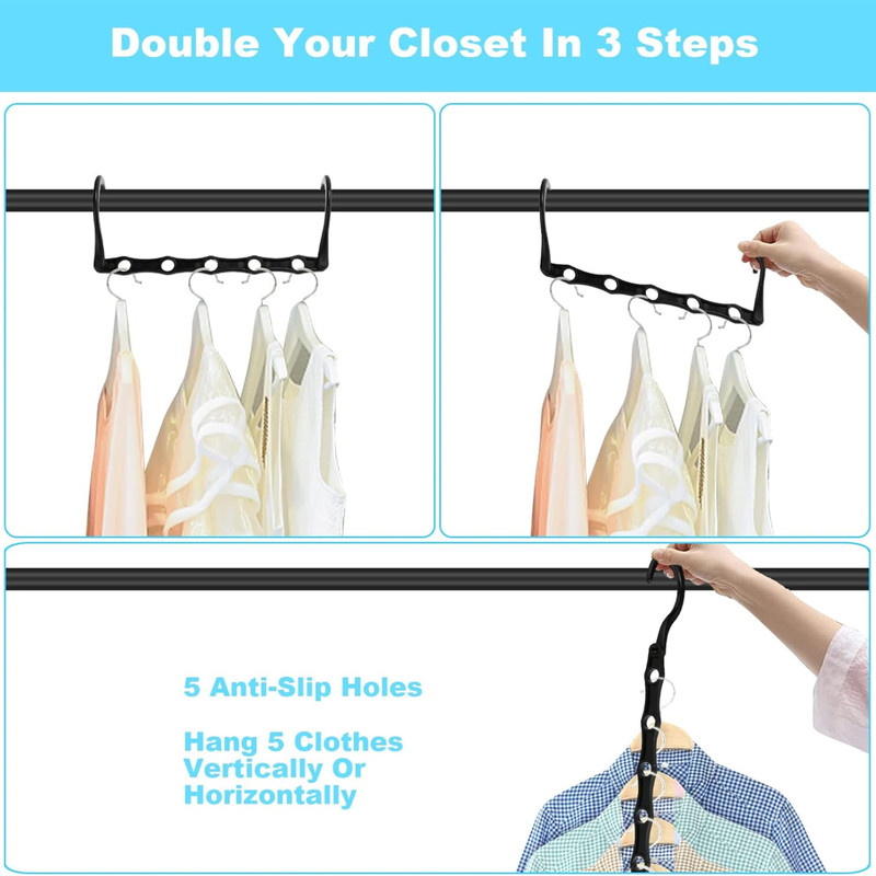 3/10 Pack Magic Hangers Space Saving Hangers Closet Space Saver Hanger Organizer gallery