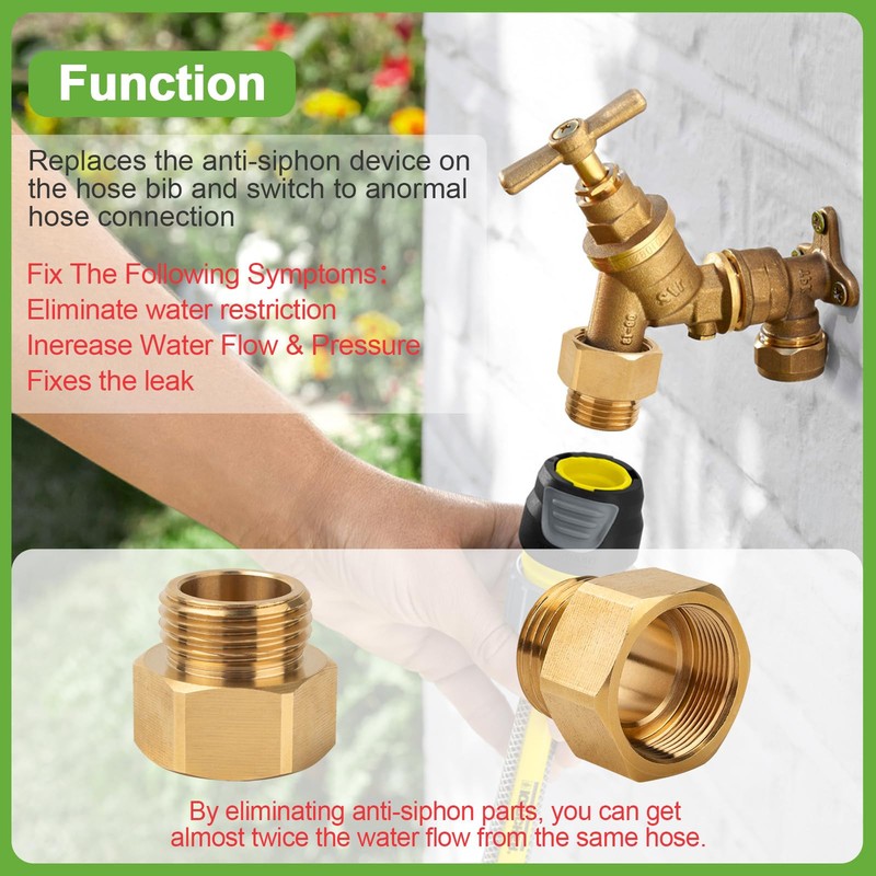Hose Bib Adapter 1-1/16" Fine Thread (Female) to 3/4" GHT Male Faucet Fitting US gallery