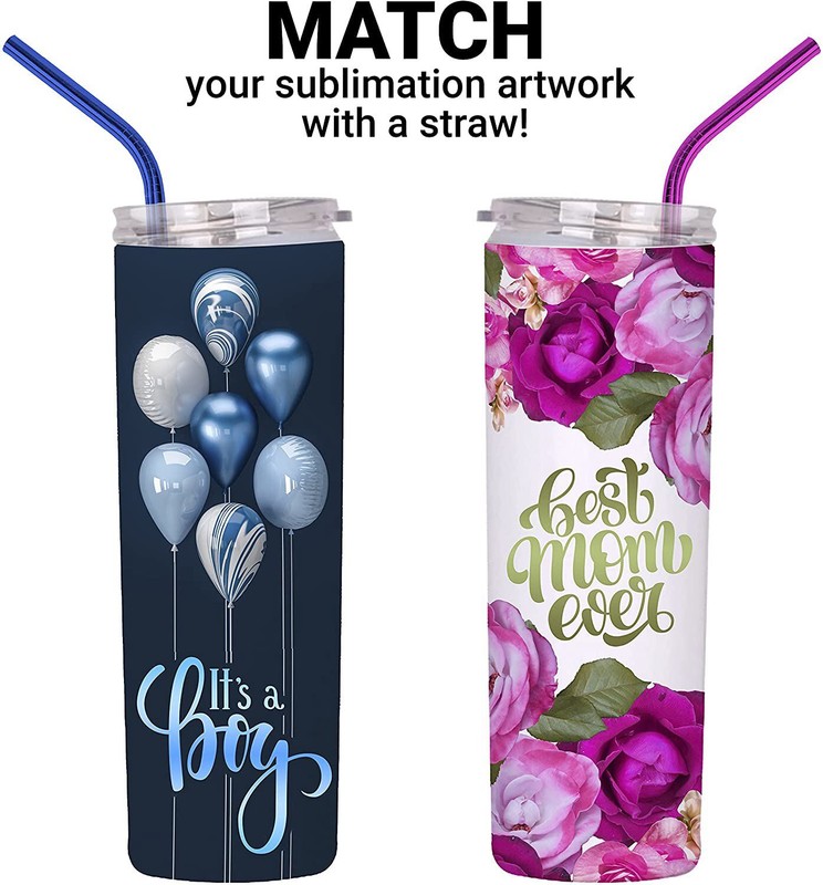 HTVRONT 4/8/12/16 Pack Straight Sublimation Tumblers Bulk Blank 20oz Stainless gallery