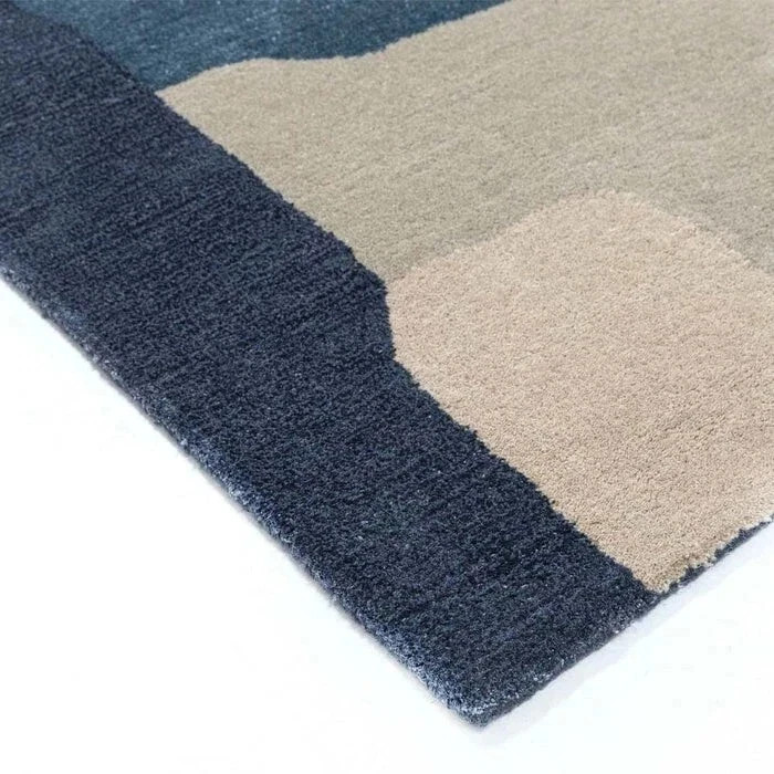 8x12 ft Handmade Hand‑Tufted Wool Area Rug Blue Abstract Modern Living Room Rug gallery