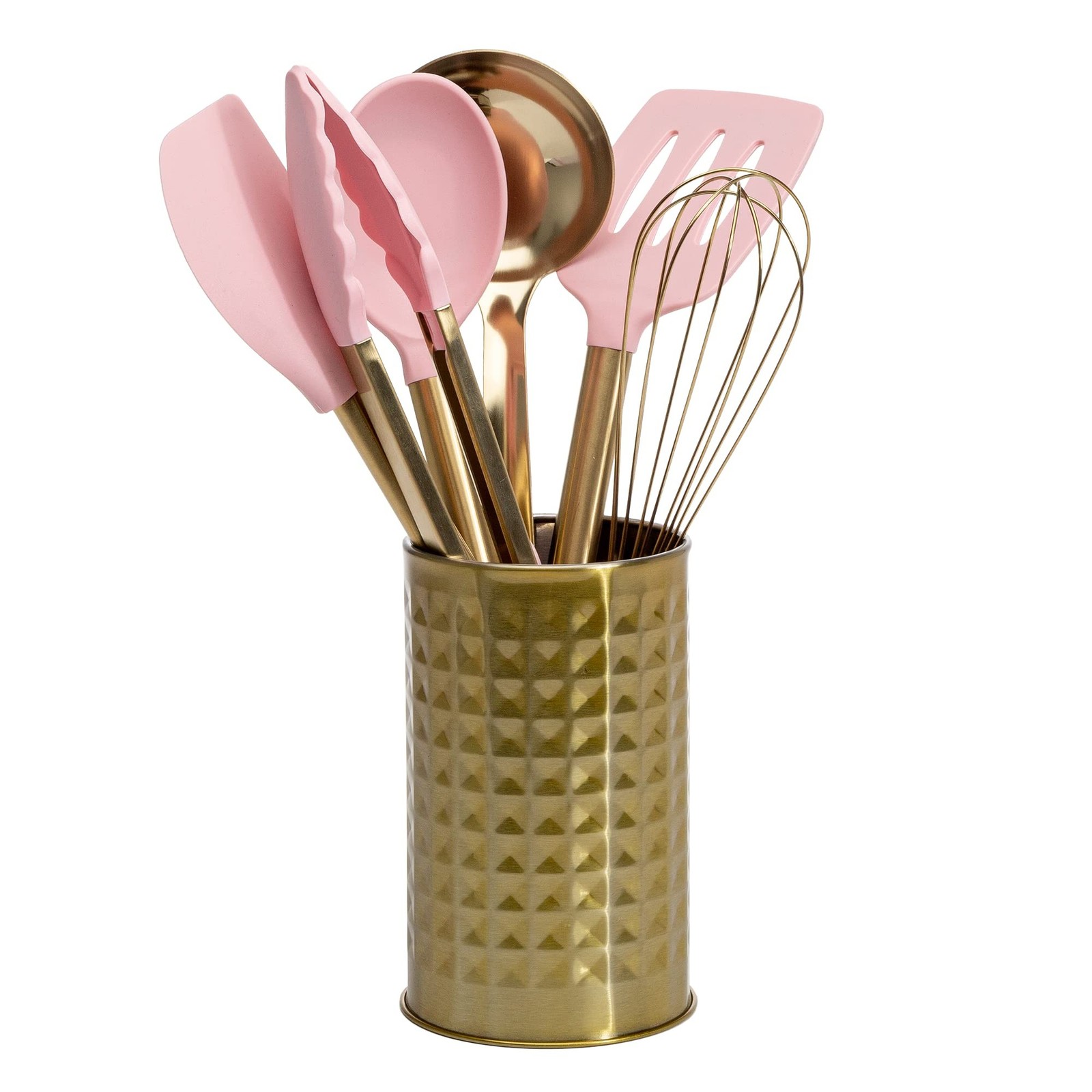 Paris Hilton Kitchen Set Tool Crock with Silicone Cooking Utensils, Stainless... gallery