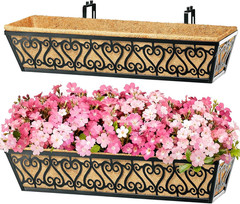 2 Pack 30 Inch Deck Railing Planter Box – Window Boxes Planters with Adjustable