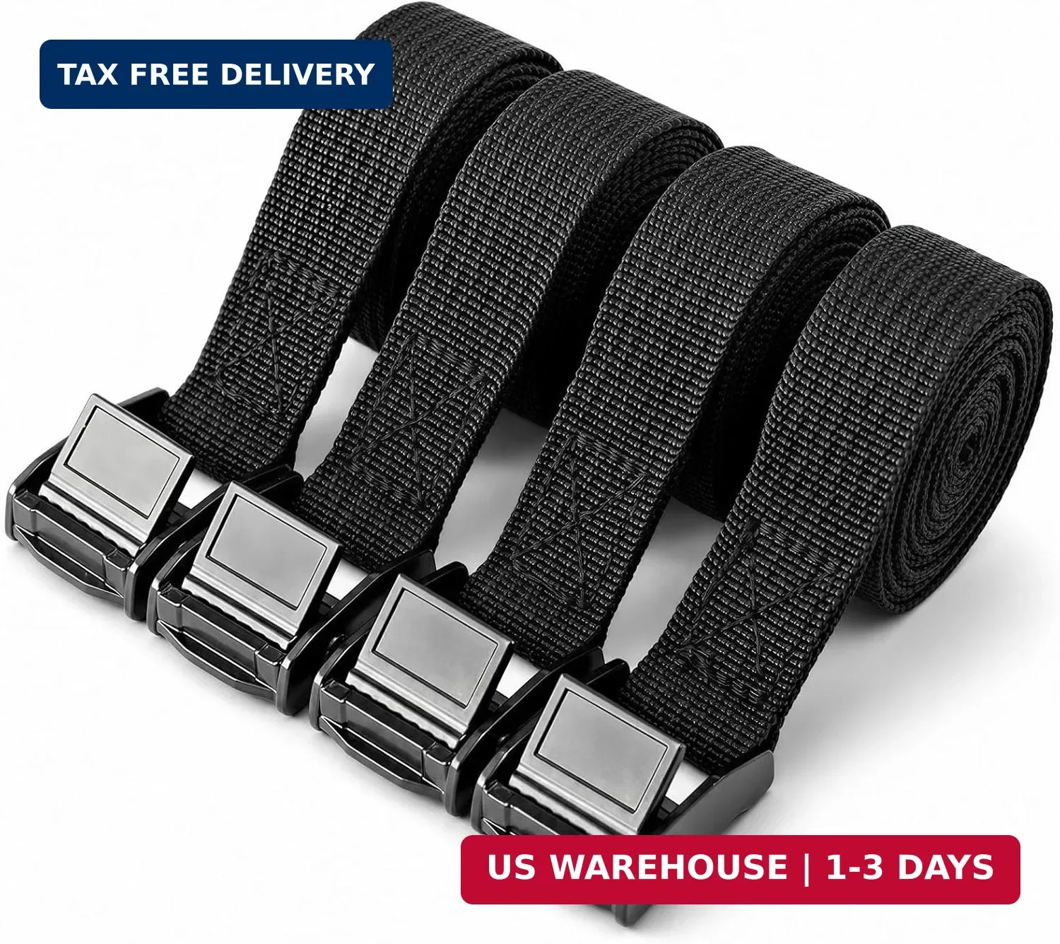 0.78" x5' Adjustable Cam Buckle Lashing Straps, Tie Down Straps for Cargo, Truck gallery