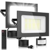 2-Pack 100W LED Flood light Plug-in, 12-Key Black Remote Control With PIR Motion gallery