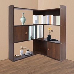 Stretchable Length 60-110cm Bookcase Modern Bookshelf W/Cabinet 3-Tier Bookshelf
