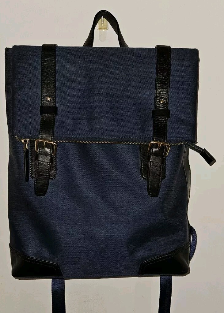 Hotwind  Blue  Canvas  With  Black Leather  Trim Backpack 2