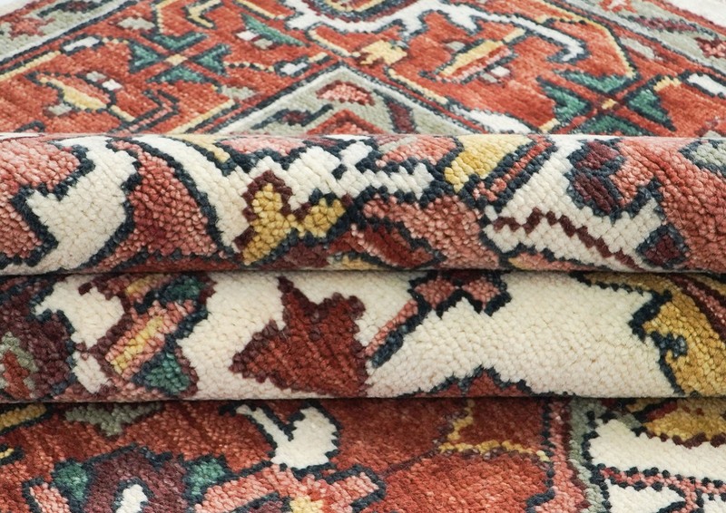 9'11''x13'11'' Hand Knotted Wool Rust, Ivory Oushak Tabrizz Rug gallery