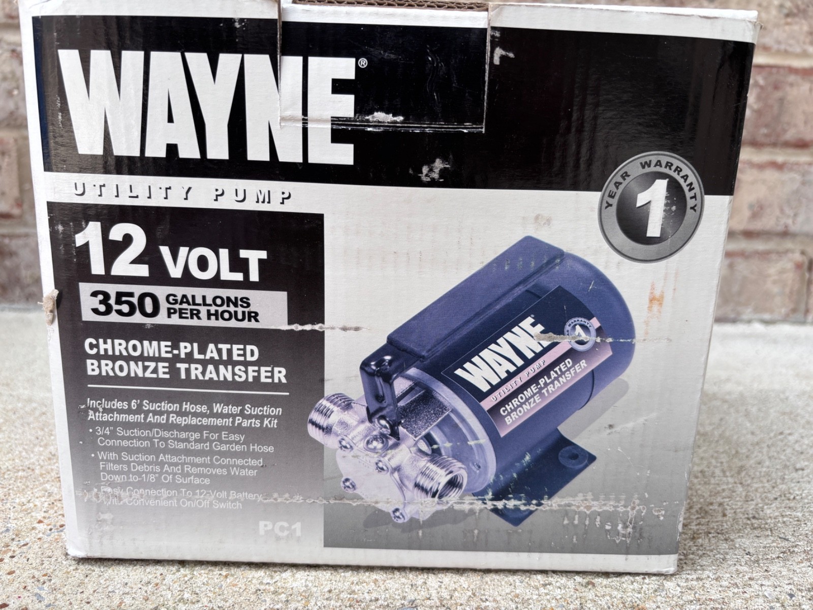 Wayne Utility Transfer Pump 12V, 350 Gal Bronze PC1 57716-WYN1 Battery Powered gallery