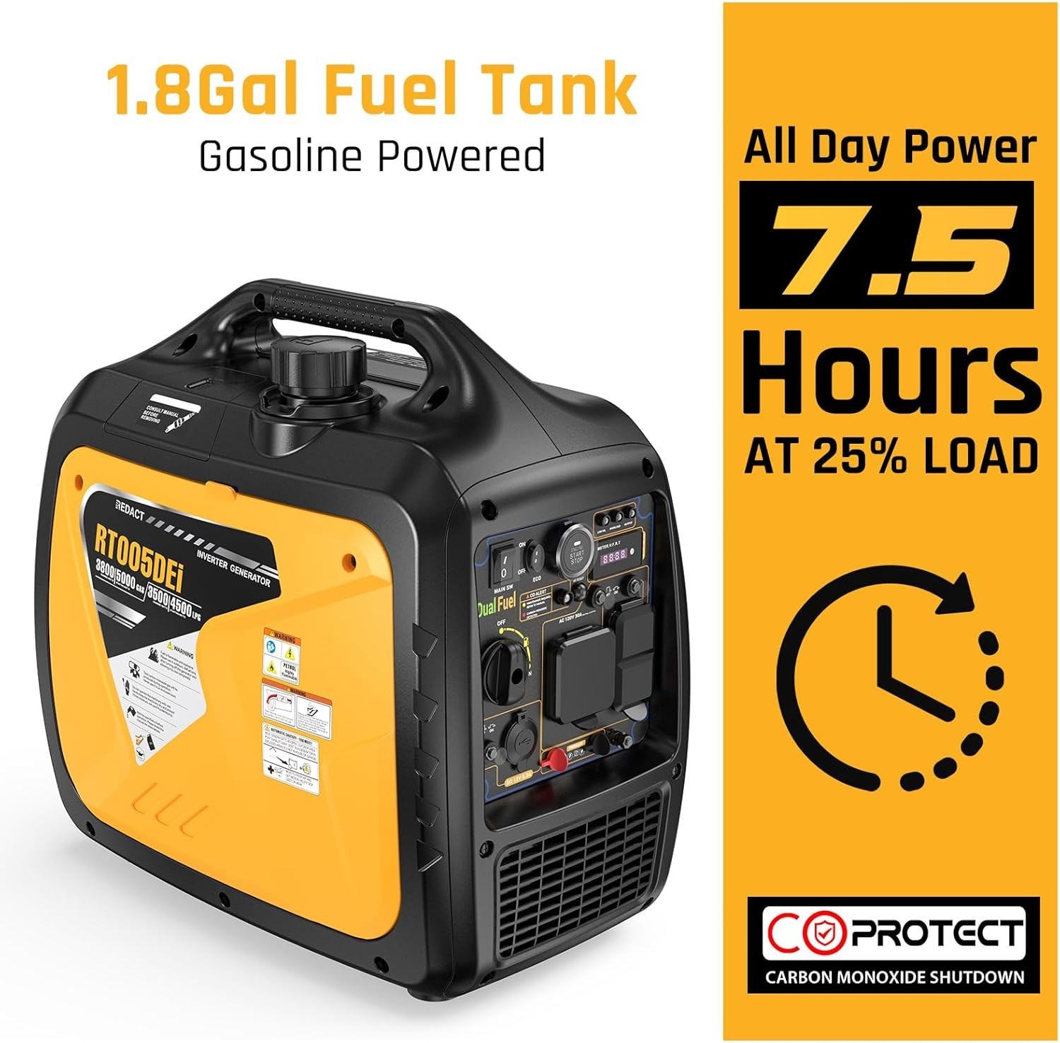Portable Dual Fuel Inverter Generator– Small Gasoline LPG Powered 5000 Watts gallery