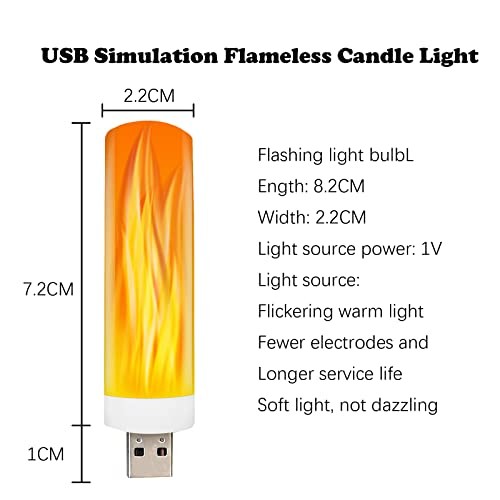 USB LED Flame Effect Light USB Flame Candle Bulb Flameless Tea Yellow-3P gallery