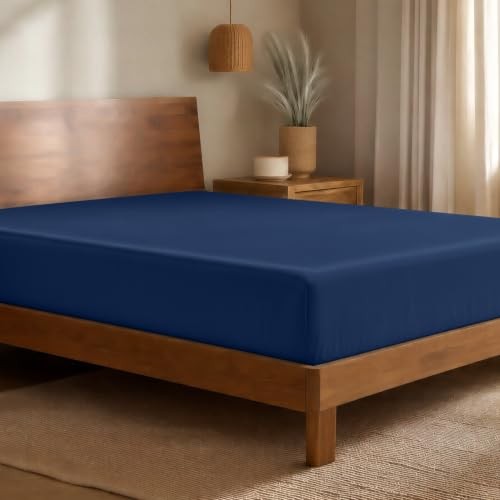 100% Rayon Made from Bamboo Luxury Fitted Sheet - Deep Pockets Full Dark Blue gallery