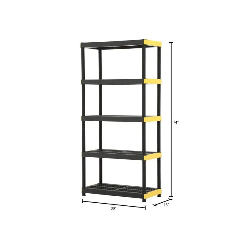 Multi-Purpose 5-Tier Plastic Garage Storage Shelving Unit 36in WX 74in HX 18in D gallery