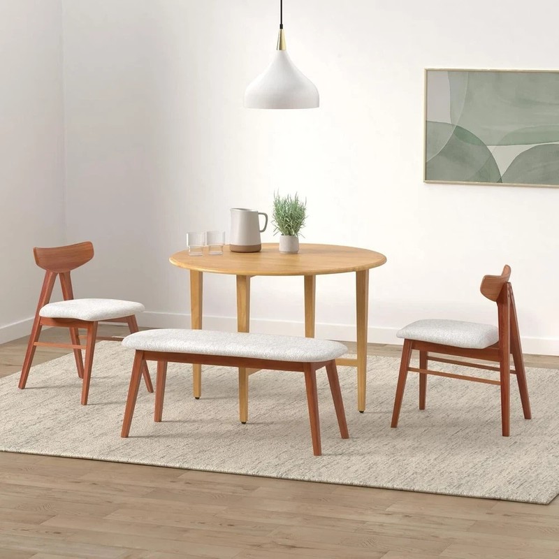 Round Drop Leaf Table Dining Kitchen Folding Compact Storage Wood Sturdy Dorm gallery