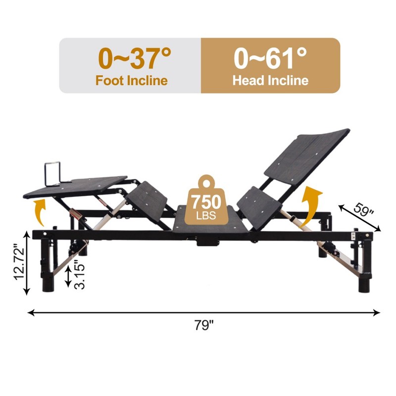 Adjustable Bed Base Frame Queen Bed Frame with Head and Foot Wireless Remote gallery