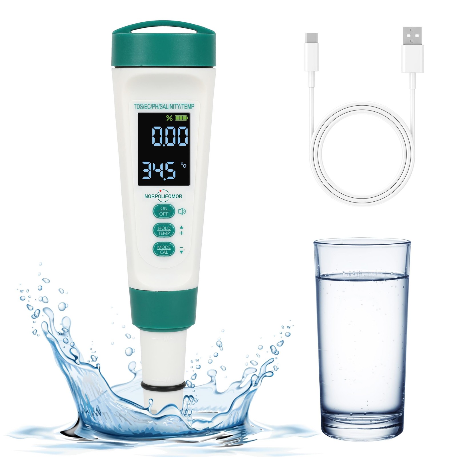 Pool Salt Tester,pH Meter with Audio, TDS/PPM Tester for Swimming Pool, Hot T... gallery