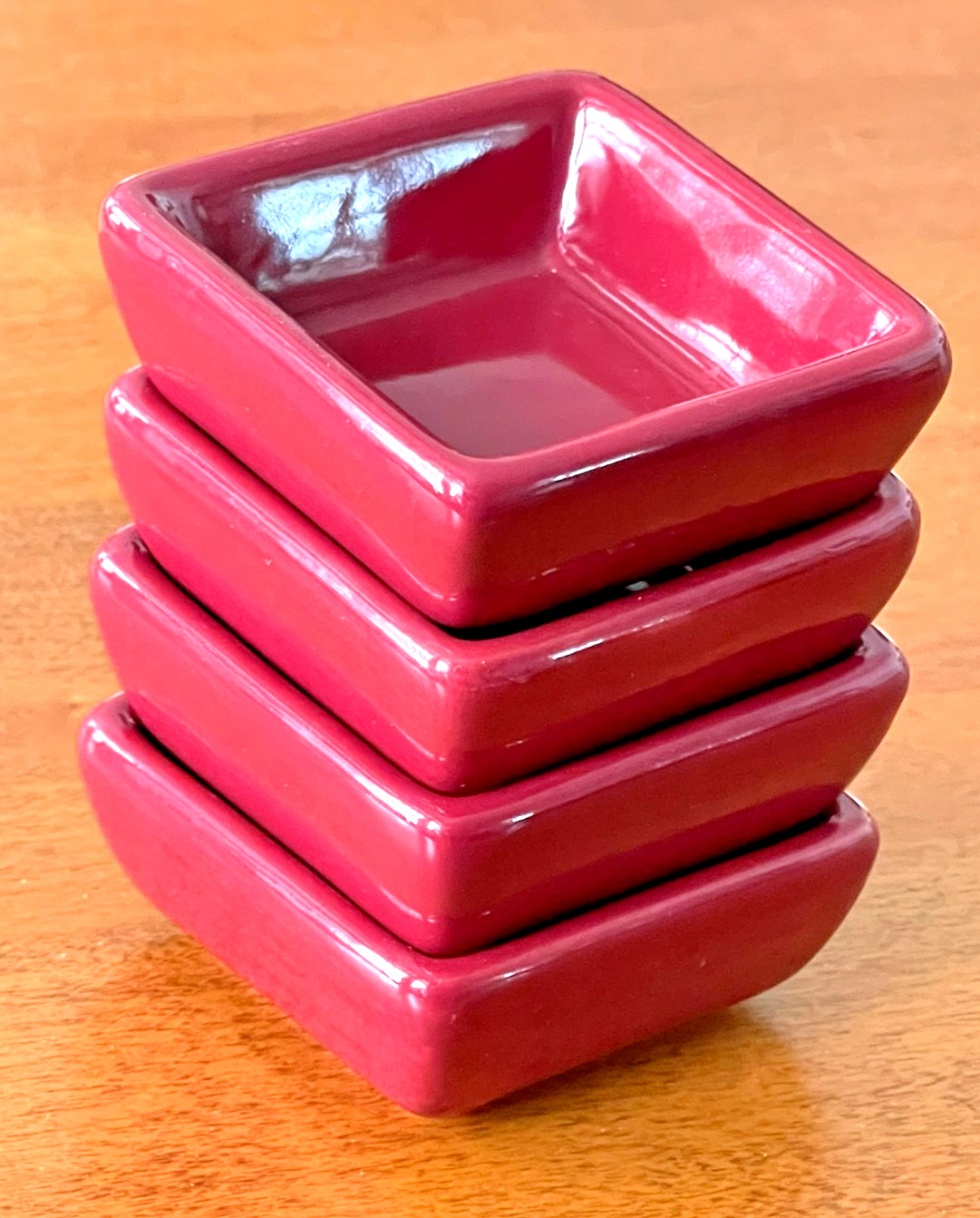 Pampered Chef Simple Additions Petite Squares Cranberry Dip Bowls 0708C Set of 4 gallery