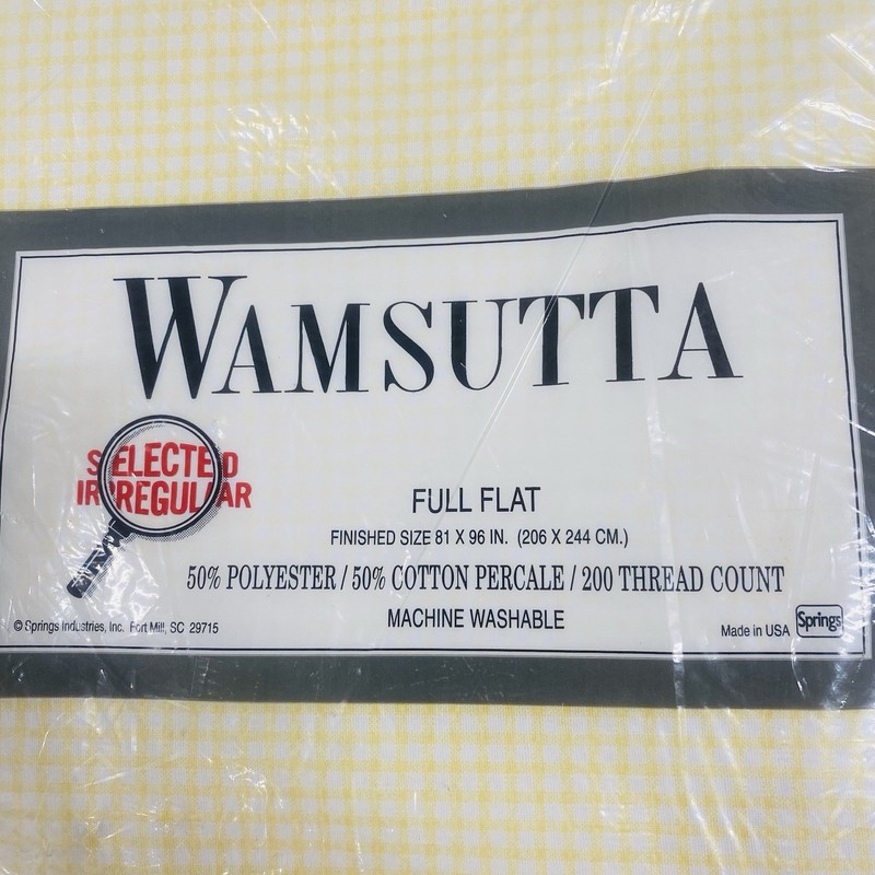 VTG Wamsutta Percale Full Flat Sheets Yellow Gingham 81”X96” Poly/Cotton USA 200 gallery