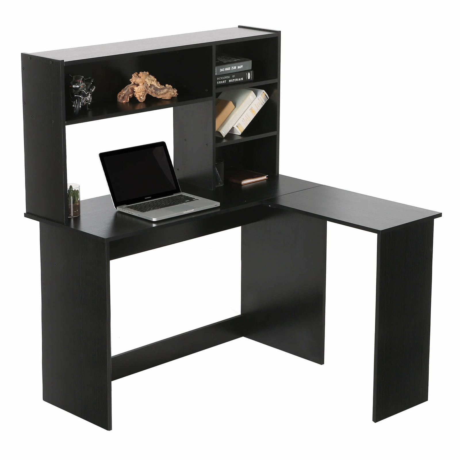 Ivinta Wooden L-Shaped Computer Desk with Hutch Modern Corner Gaming Desk gallery