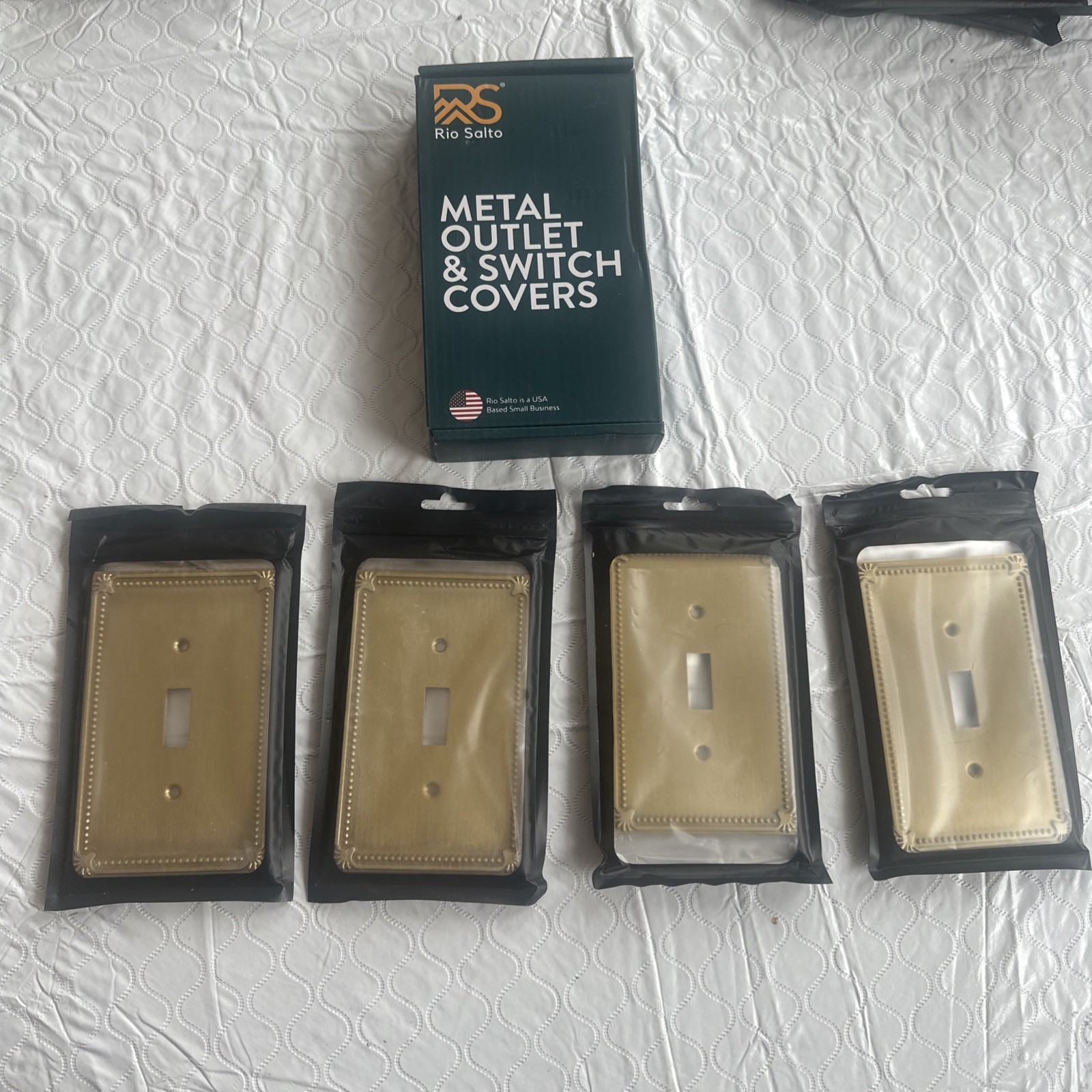 Quantity 4 Rio Salto Metal Switch Covers Dark Gold gallery