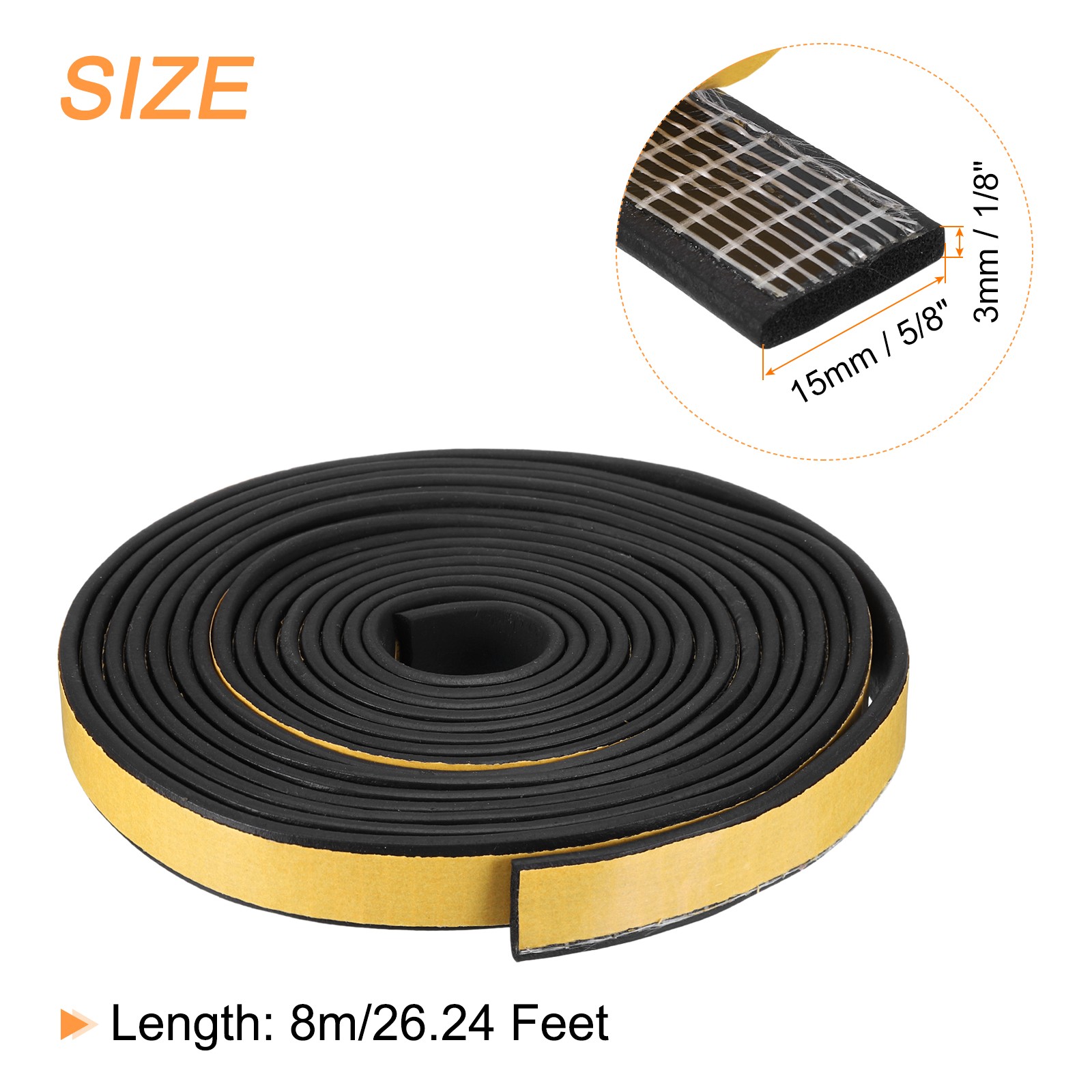 Weather Stripping Adhesive Foam Door Window Seal Strip 5/8" x 1/8" x 26ft gallery