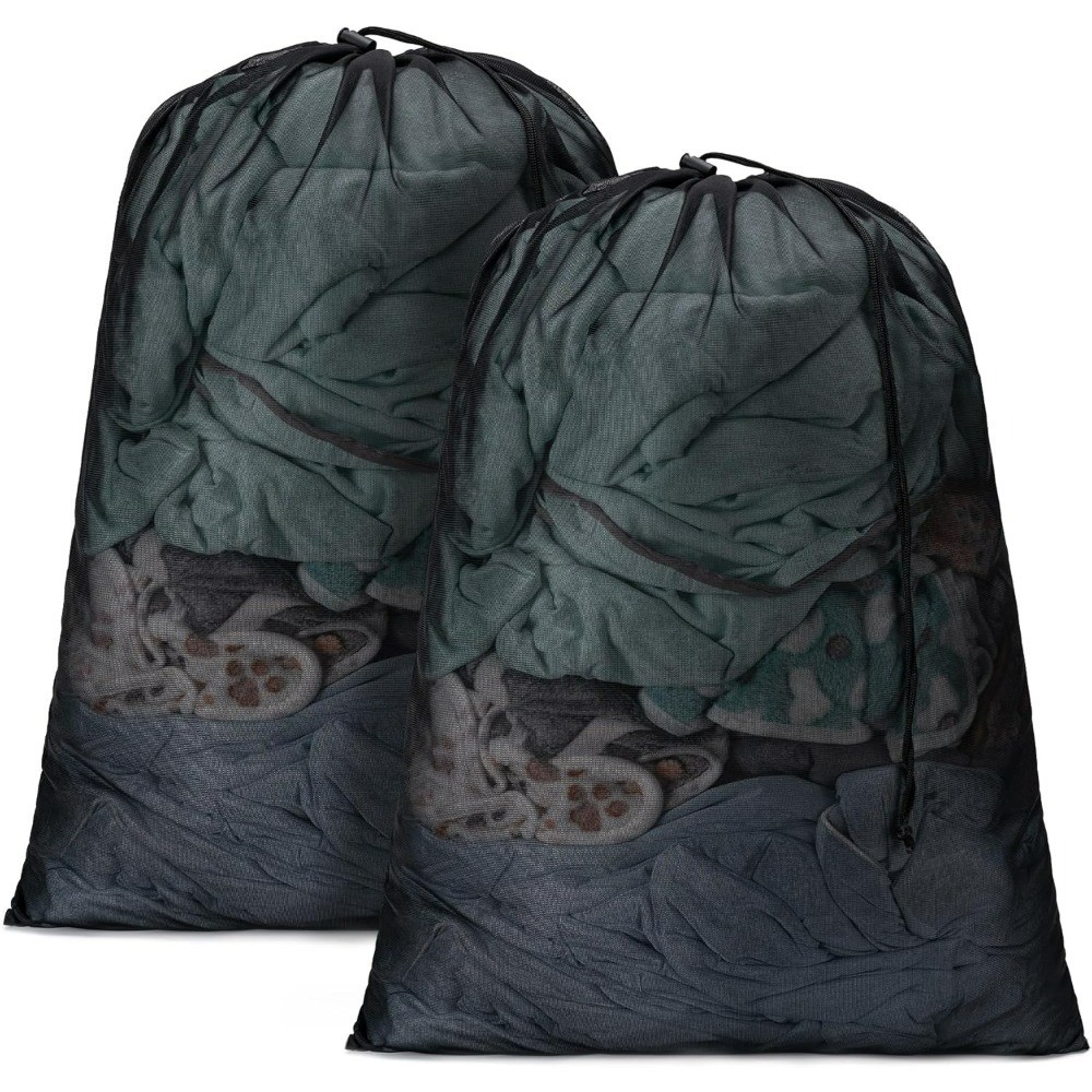 Mesh XL Laundry Bag 2 Pack Large Drawstring Dirty Clothes Organizer with ID Tag gallery