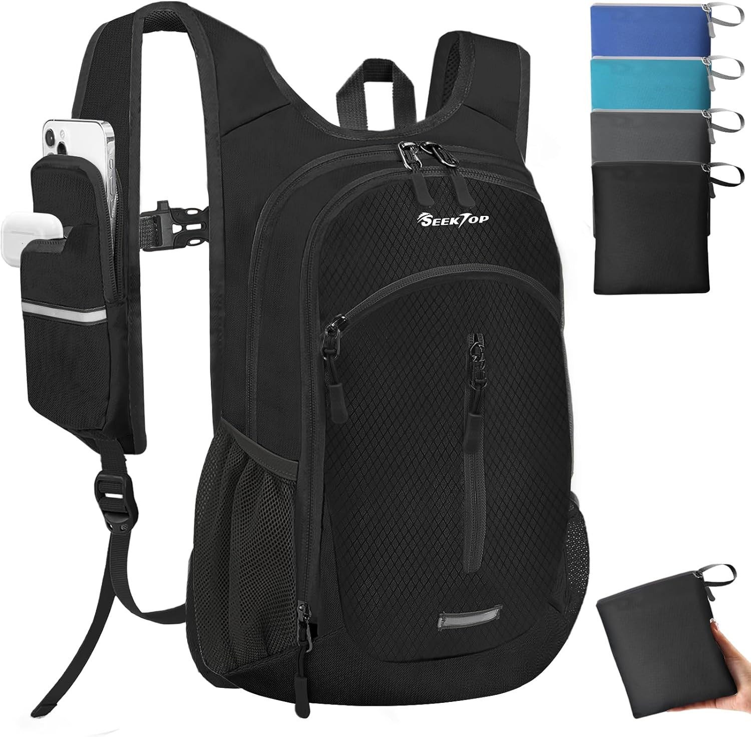 Seektop Expandable Small Hiking Backpack 12L-15L Lightweight Packable Waterproof