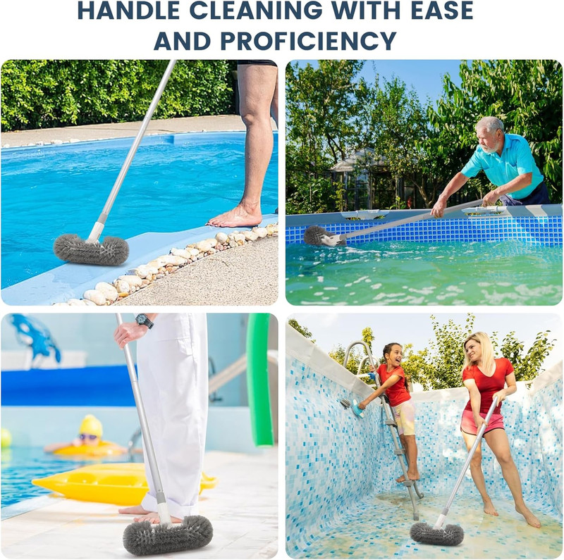 Deck Brush with 51" Long Handle 360° Cylindrical Scrub Cleaner Tool for Cleaning gallery