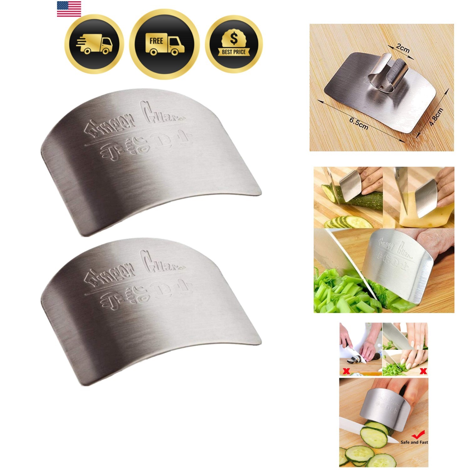 304 Stainless Steel Finger Protector Set - Essential Kitchen Safety Tool, 2PCS gallery