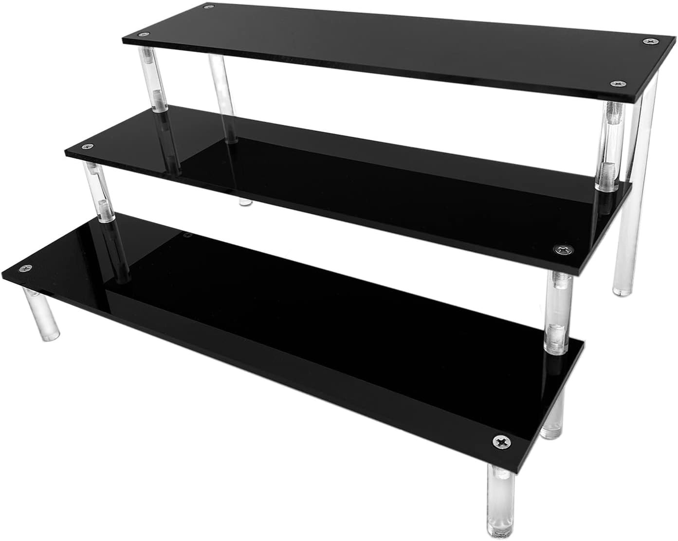 Black Acrylic Shelf Riser 3 Tier Perfume Organizer Cologne Display Stand Large gallery