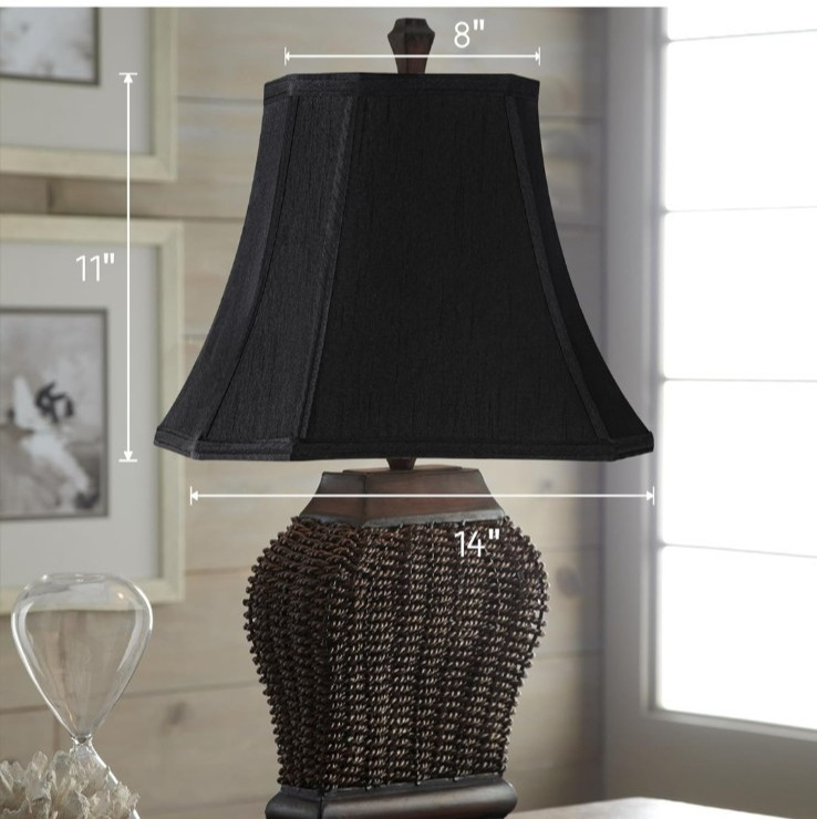 Black Rectangular Cut Corner Bell Lamp Shade (6" x 8") * (9" x 14") * 11" High gallery