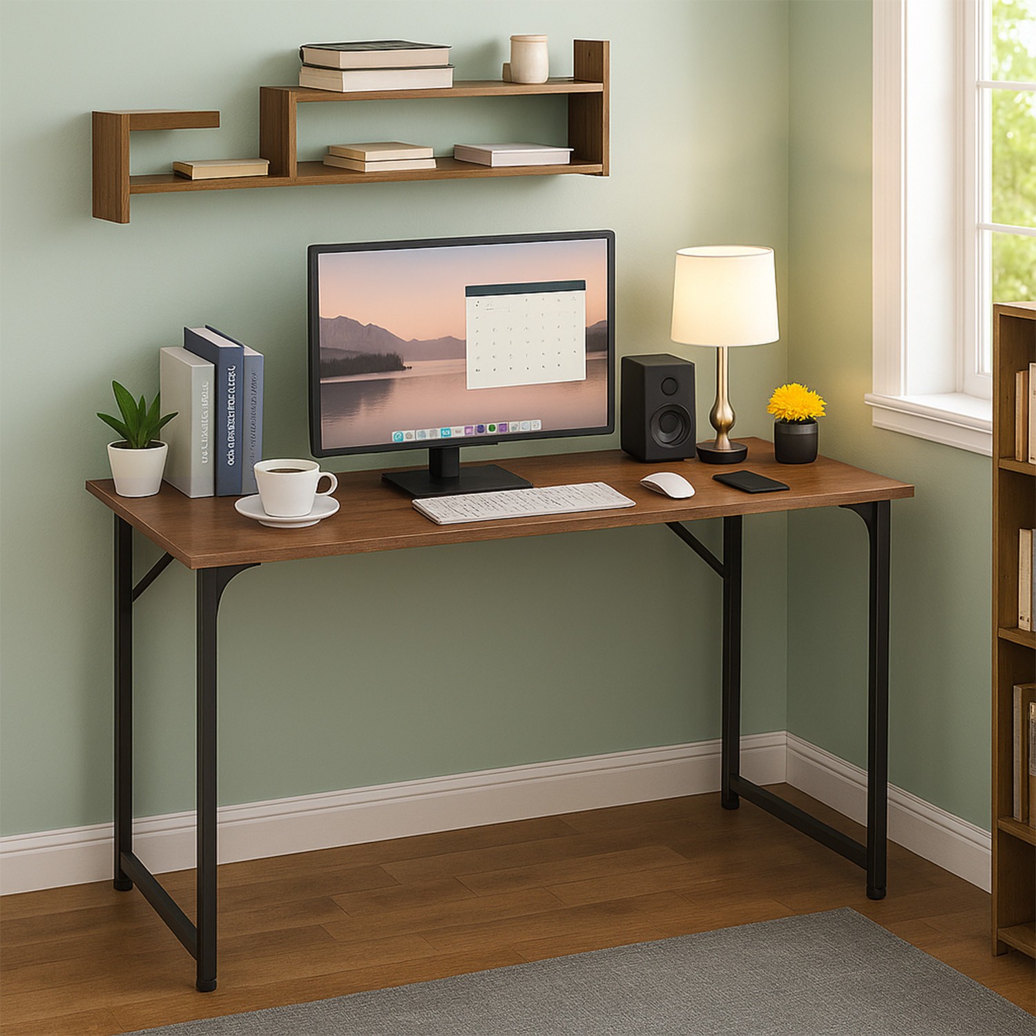 Computer Desk, 47 inches Home Office Desk Writing Study Table Modern Simple gallery
