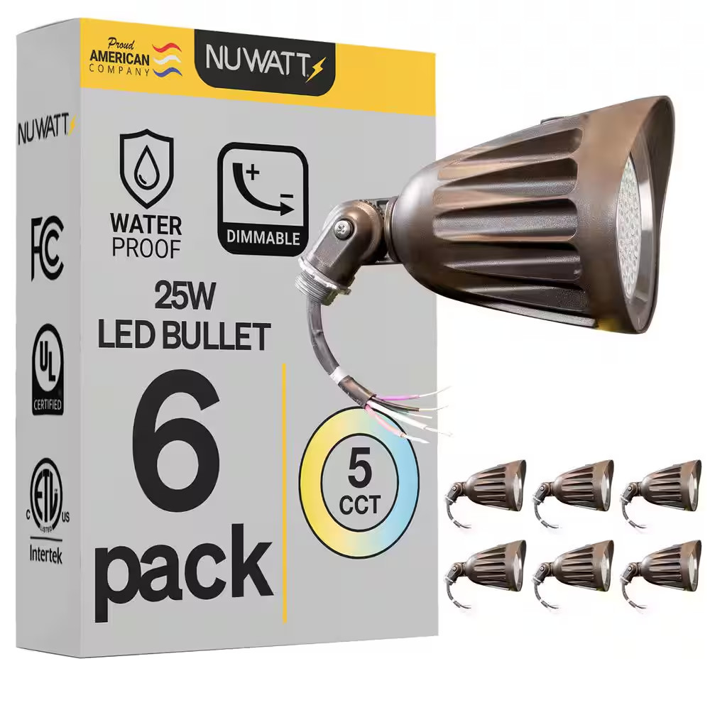 25-Watt Equivalent Integrated LED Bronze Outdoor Bullet Landscape Wall Pack Ligh gallery