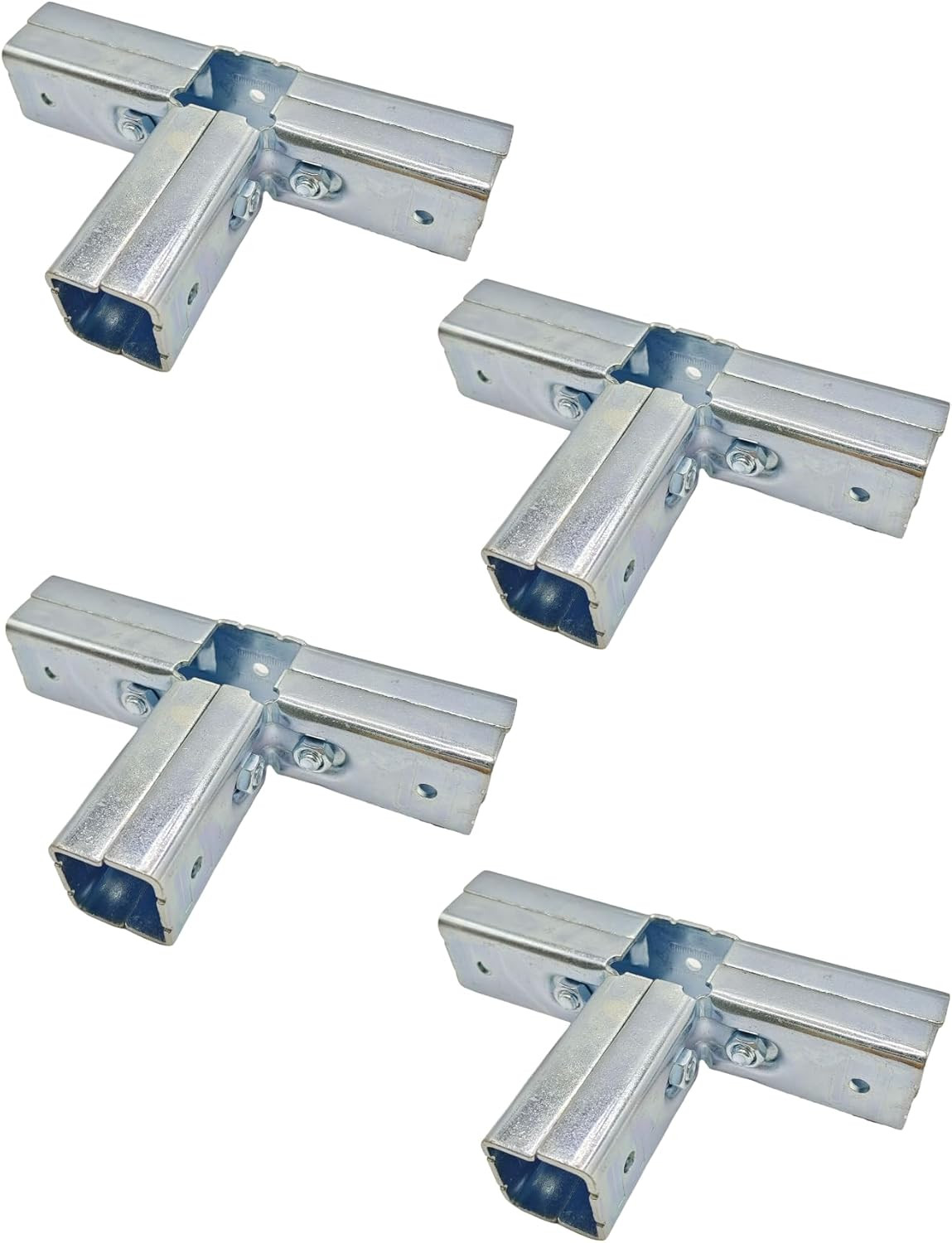 4 Pcs 4 Way T Shape Connector, Square Steel Tube Fittings Joint Pipe Clamps, Joi gallery