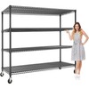 4 Tier Wire Shelving Rack with Wheels 2640 LBS Heavy Duty Garage Shelf 60x24x74" gallery