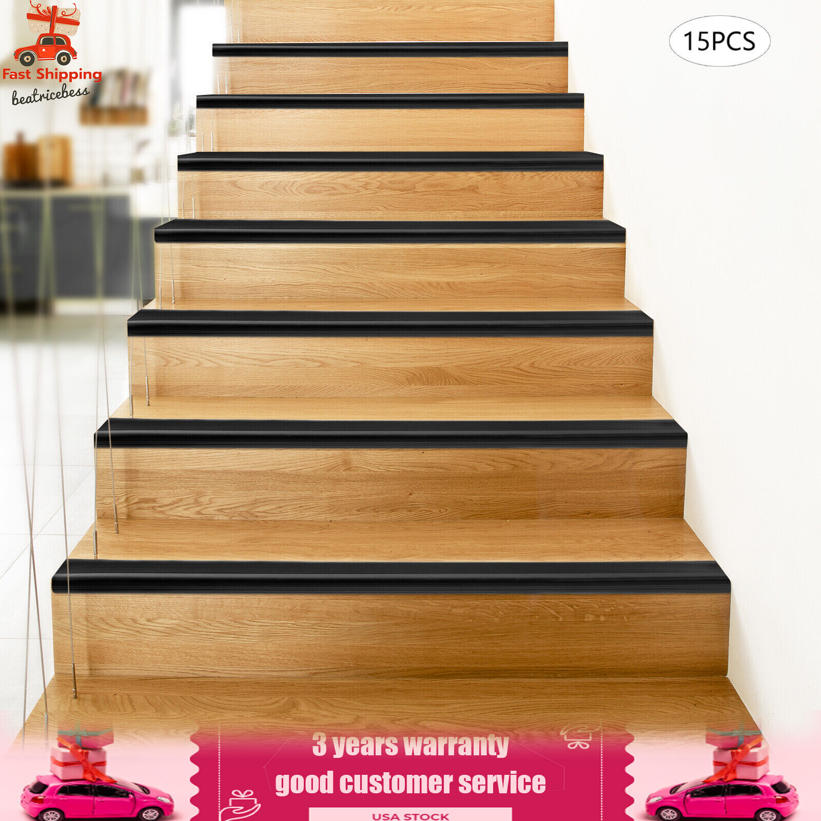 Stair Edge Protector Anti-Slip Stair Corner Waterproof Step Edge Trim 15 pcs gallery
